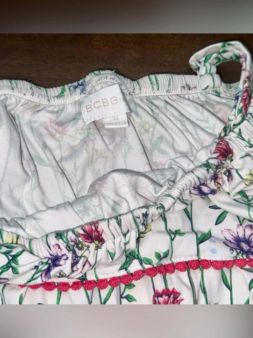 BCBGirls Floral Off-the-Shoulder Handkerchief Dress | Girls Medium (10/12) | EUC